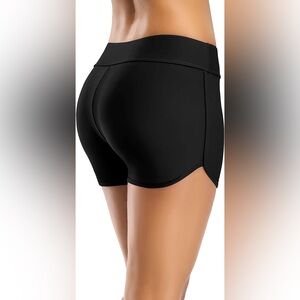 NWT Stretchy Sporty Bathing Suit Bottoms Side V Slit Boyshorts Swimsuit